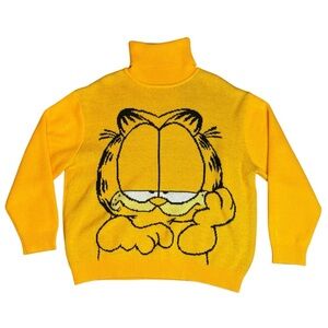 Garfield x fun Turtleneck Sweater Size M Streetwear Graphic Novelty Heavyweight